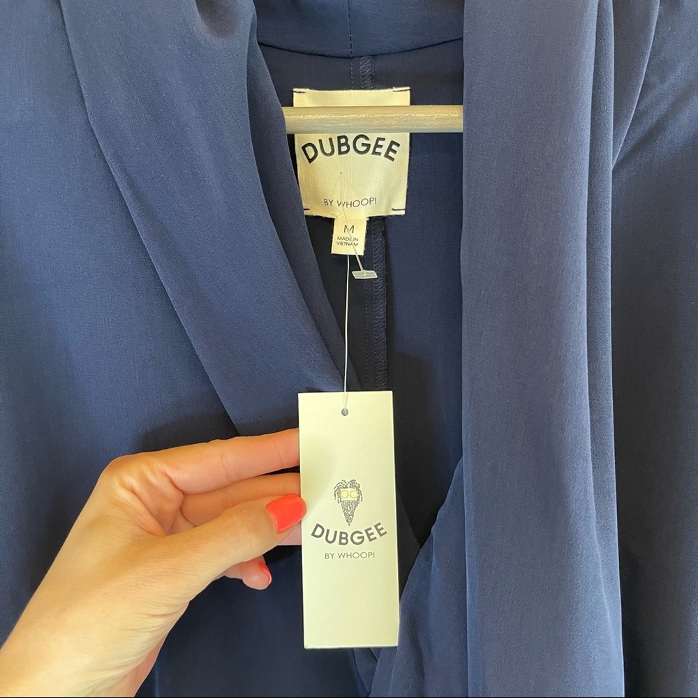 Dubgee by Whoopi Navy Women’s 3/4 Sleeve Overlap Dress Size Medium NWT - Picture 7 of 11